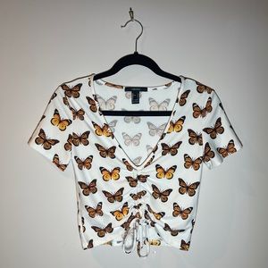 Butterfly Print Crop Top